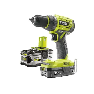 Obrázek produktu pro Ryobi R18DD7-252S AKU BEZUHLÍKOVÝ 18 V ŠROUBOVÁK/VRTAČKA + 1X 2AH + 1X 5AH BATERIE + NABÍJEČKA ONE+