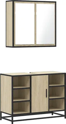 Produktbild von vidaXL 2-tlg. Badmöbel-Set Sonoma-Eiche Holzwerkstoff