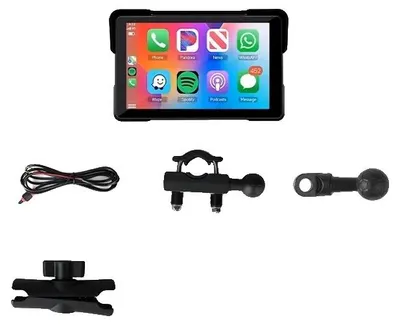 Productafbeelding van Motorfietscamera, dubbele lens, draadloze CarPlay en Android Auto, geen DVR, autoradio zonder DVR