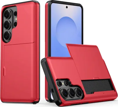 Produktbild von Mobigear Card  Samsung Galaxy S26 Ultra Hülle Hardcase Backcover Stoßfest mit Kartenhalter - Rot