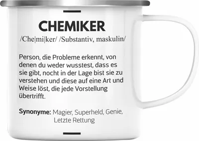 Produktbild von Trendation - Chemiker Geschenke Emaille Tassen Emaille Tasse Chemielaborant Chemie Geschenk Chemielabor Gadget Geschenkidee Lustig (Silber)