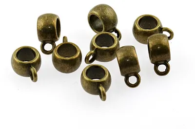 Produktbild von Vintageparts 6 Zwischenperlen mit Öse, antik bronze, 9 mm