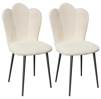 Obrázek produktu pro Sada dvou jídelních židlí - Polstrované kuchyňské židle - Moderní design - Kovová konstrukce - Bez opěrek - Bílé