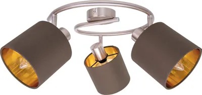 Produktbild von Näve Leuchten Spot MARON mit E14 Spot MARON mit E14 Spots - 3er Wand-/Deckenrondell/Spot "MARON" L/B: 52cm, Strahler im Klassik Stil, aus Metall und Textilmaterial in braun, 21 cm hoch, Ø 52 cm, E14-Fassung