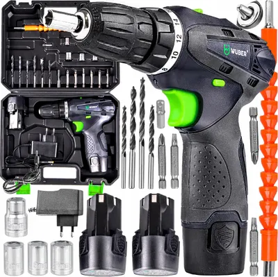 Produktbild von Bohrmaschine/Schrauber Wuber 18V 2Xaku: Steckschlüssel, Bohrer, Bits, Led, Koffer