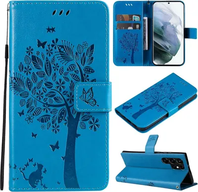 Immagine prodotto di Custodia a libro blu per Samsung Galaxy S22 Ultra, modello SM-S908