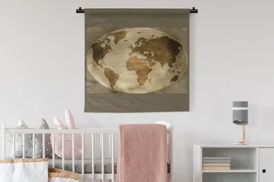 Produktbild von MuchoWow® Wandteppich Wandbehang Weltkarte - Globus - Retro 90x90 cm Tapisserie Dekoration Wandtuch - Wandaufhänger