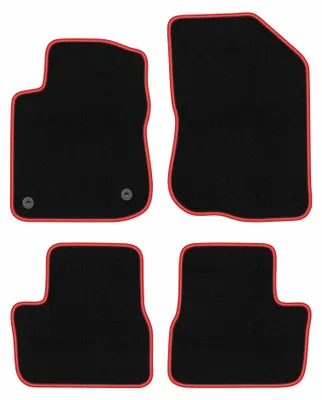 Image de Tapis de sol en moquette pour Peugeot 2008 I 2013-2019 (crossover) – jeu 4 pièces, noir/rouge, sur mesure – Wielganizator CARLUX