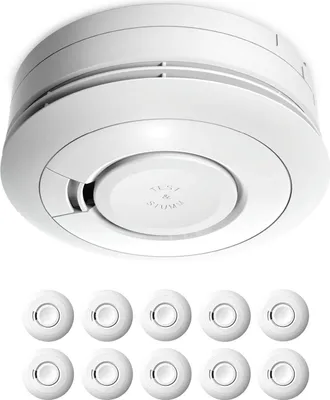 Rauchmelder 10er-Pack, 10 Jahre Batterie, weiß