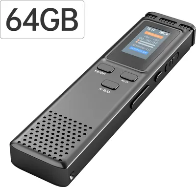 A digital voice recorder is shown against a white background.