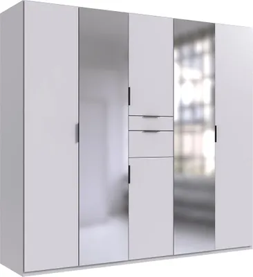Produktbild von Schlafzimmer Kleiderschrank mit 225 cm Breite in weiß, 6 Türen & 2 Schubladen - MAASTRICHT-43