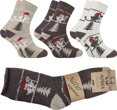 Imagen del producto de Calcetines de lana de alpaca para hombre, modelo grueso, cálidos y térmicos, talla 39-42