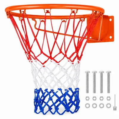 Produktbild von Basketball Ring 45cm Stahl 18 Zoll Ersatzkorb, stabiler Basketballkorb für Indoor & Outdoor Training, wetterfest mit Netz