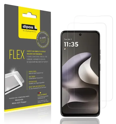 Produktbild von 2x Schutzfolie für Motorola Moto G37 Power Folie, 100% Displayabdeckung, dipos Flex