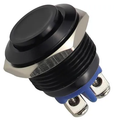 Zdjęcie produktu dla NIYATA, włącznik ciśnieniowy, wodoodporny, 16 mm, czarny, 16 mm, 12 V, D