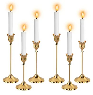 Kandelaar-Set, 6 Stück, Gold, 22/19/16 cm, Metall