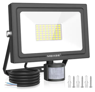 50W LED-Spot mit Bewegungsmelder, 6500 K, kaltweiß, IP-Schutz