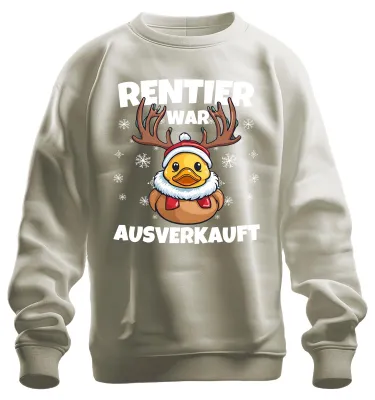 Produktbild von Rentier War t Ente Elch Lustig - Weihnachten Xmas Sweatshirt Pullover, Natur, S