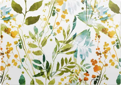 Produktbild von Aquarellwiese Aus Blättern – Bodenschutzmatte – Rutschfest – Schutzmatte für Büro – Vinylmatte – Stuhlunterlage – 100 x 100 cm