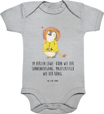 Produktbild von Mr. & Mrs. Panda Strampler Baby Löwe Astrologie 12. - 18. Monat - Heather Grey - Geschenk, babykleidung body, overall, Tierkreiszeichen, Babybody, Einteiler, Sternzeichen