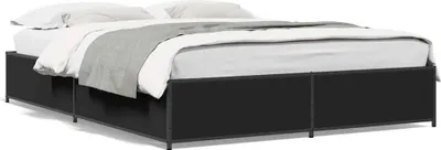 Obrázek produktu pro Rám postele černý 120x190 cm materiál na bázi dřeva a kovu