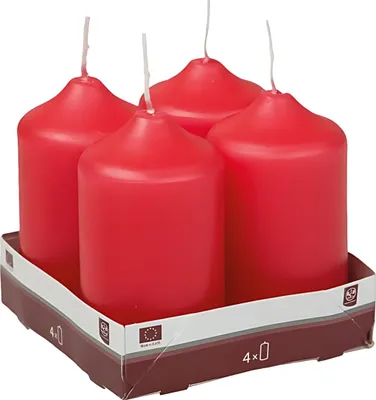 Produktbild von Stumpenkerzen rot 50x90mm 4 Stück