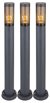 Immagine prodotto di Set di 3 lampade da terra, acciaio inossidabile, color fumo, antracite, H 80 cm