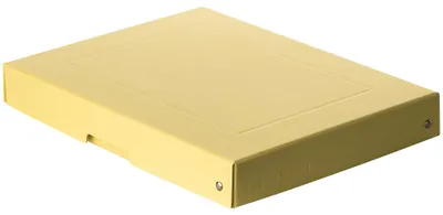 Immagine prodotto di Scatola portaoggetti gialla, formato A4, 32 x 24 x 4 cm, con coperchio, cartone rivettata