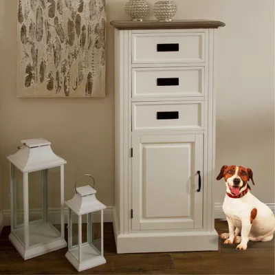Produktbild von Edle Landhaus Kommode CHALET 130cm weiss-braun Highboard