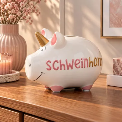 Produktbild von Lustige Spardose Sparschwein Schwein-Horn bunt 12,5 cm