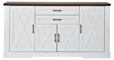 Immagine prodotto di Mobile contenitore – Credenza da cucina con piano di lavoro – 160 x 39 x 81,5 cm – 4 ante – 2 cassetti – Autoportante – Bianco