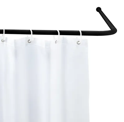 Produktbild von WENKO verstellbare Winkelstange Universal in Schwarz Bad Duschen Aluminium Badezimmer