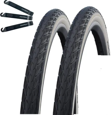 Immagine prodotto di 2 x Schwalbe Delta Cruiser Plus PunctureGuard in nero/bianco/reflex 28-622 (28 x 1,10) incl. leve per pneumatici maxxi4you