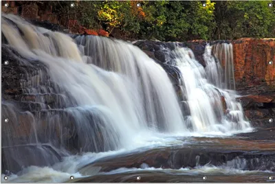 Produktbild von Wallario Outdoor-Poster für Garten oder Balkon, Motiv Wasserfall  im  thailändischen  Regenwald, in ca. 120 x 180 cm