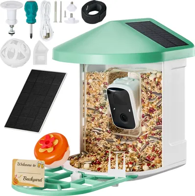 Produktbild von SucceBuy Smarte Vogel-Fütterer-Kamera, 2K HD, KI 10000+ Arten, 3 Solarpanels, Automatische Aufnahme, Benachrichtigung, Geschenk für Vogelbegeisterte