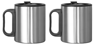Produktbild von Set aus 2 Edelstahl-Thermobechern mit doppelwandiger Isolierung