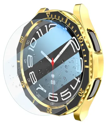 Produktbild von Für Samsung Galaxy Watch 6 Classic 43mm Set aus Hülle + Hart Glas + Lünettenring