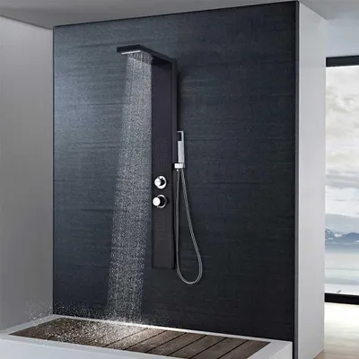 Produktbild von vidaXL Duschpaneel-System Aluminium Mattschwarz