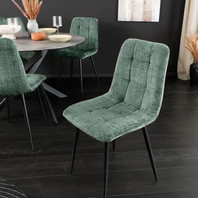 Produktbild von riess-ambiente Stuhl TRES CHIC grün schwarz Chenille Cremona Metall Esszimmerstuhl