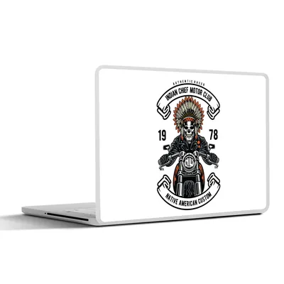 Produktbild von MuchoWow® Laptop Aufkleber Sticker Cover Skelett - Motor - Indianerzeichen - Vintage 40x30 cm - Laptop Dekoration - Selbstklebend