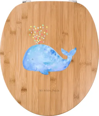 Produktbild von Mr. & Mrs. Panda Toilettendeckel Wal Konfetti - Transparent - Geschenk, Klodeckel, Wale, Diät, Geburtstag, WC Sitz, Toilettenbrille, Brille, Abnehmen, Meer