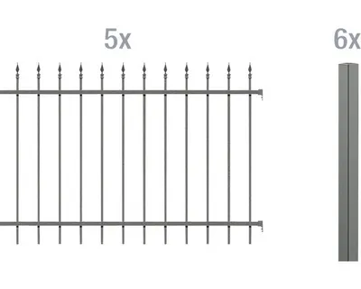 Obrázek produktu pro Alberts 510282 Kompletní sada plotu Chaussee, k zabetonování, antracitová, výška 100 cm, délka 10 m