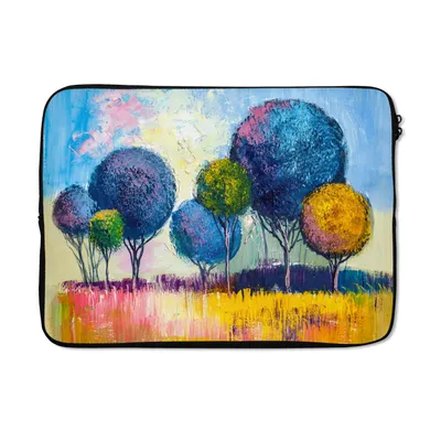 Produktbild von MuchoWow® Laptop Hülle 14 ZollGemälde - Ölfarbe - Baum - Natur Laptoptasche - Laptoptasche - Stoßsicher - Schutzhaube