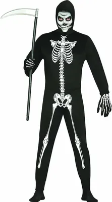 Produktbild von Skelett Reaper Halloween Anzug Mit Kapuze Für Gruselfans Ideal Füür Partys Und Festivals, Größe: 14 - 16 Jahre Farbe: Schwarz