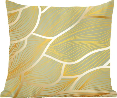 Produktbild von MuchoWow® Zierkissen Sofakissen Wohnzimmer Dekokissen 50x50 cm Goldene Wellen auf grünem Hintergrund - Komfort - Sofakissen