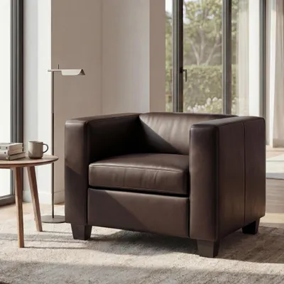 Image de Fauteuil Chaise longue Lille ~ simili cuir, café