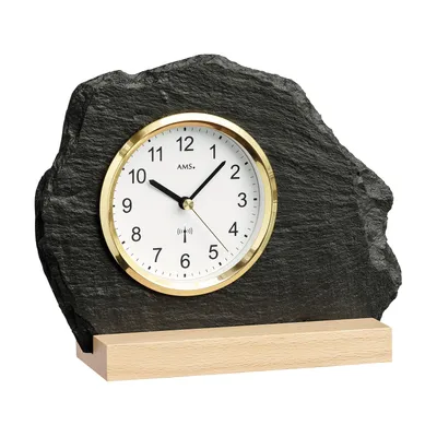 Obrázok produktu pre Tischuhr klassisch Massivholzgehäuse Buche - AMS Modell: 5115