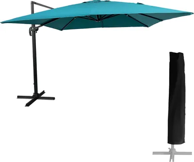 Image de Parasol déporté MOLOKAI carré 3x3m bleu + housse