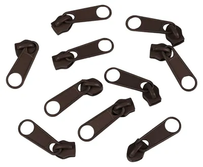 10 Reißverschluss Zipper für Endlosreißverschluss, 3mm, dunkelbraun
