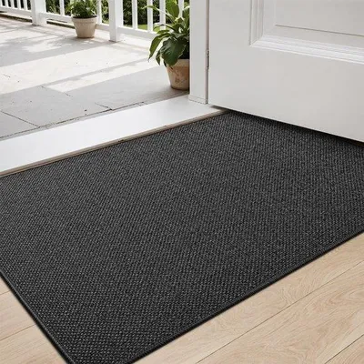 Produktbild von Unyqoos® Stylish Anti-Rutsch-Fußmatte für drinnen und draußen – Dunkelgrau, 44 x 75 cm, waschbar und dünnes Design